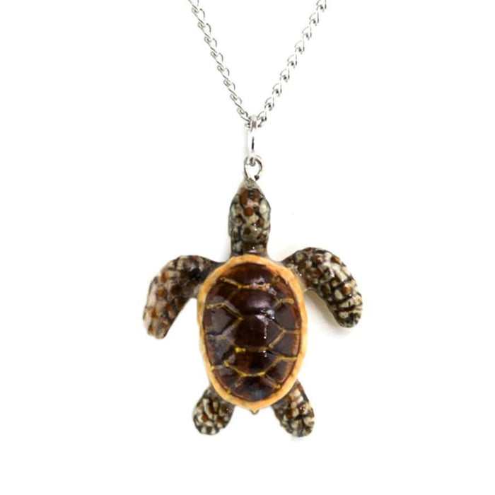 Turtle - Sea Turtle Pendant Porcelain Jewelry