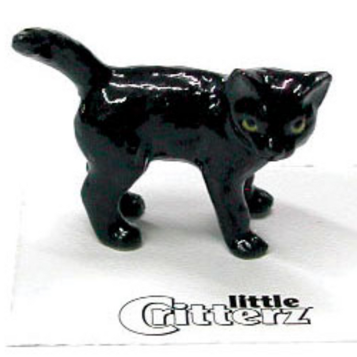 Cat - Black Kitten "Onyx" - miniature porcelain figurine