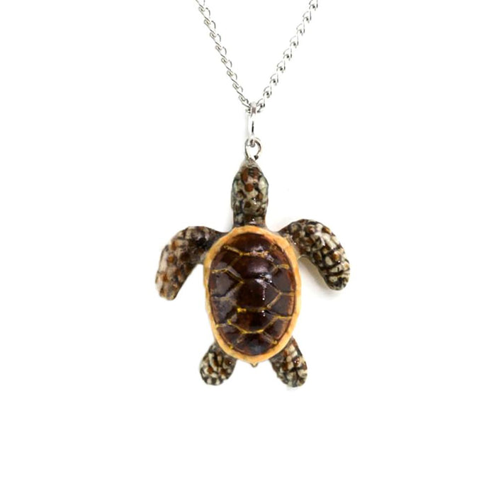 Turtle - Sea Turtle Pendant Porcelain Jewelry