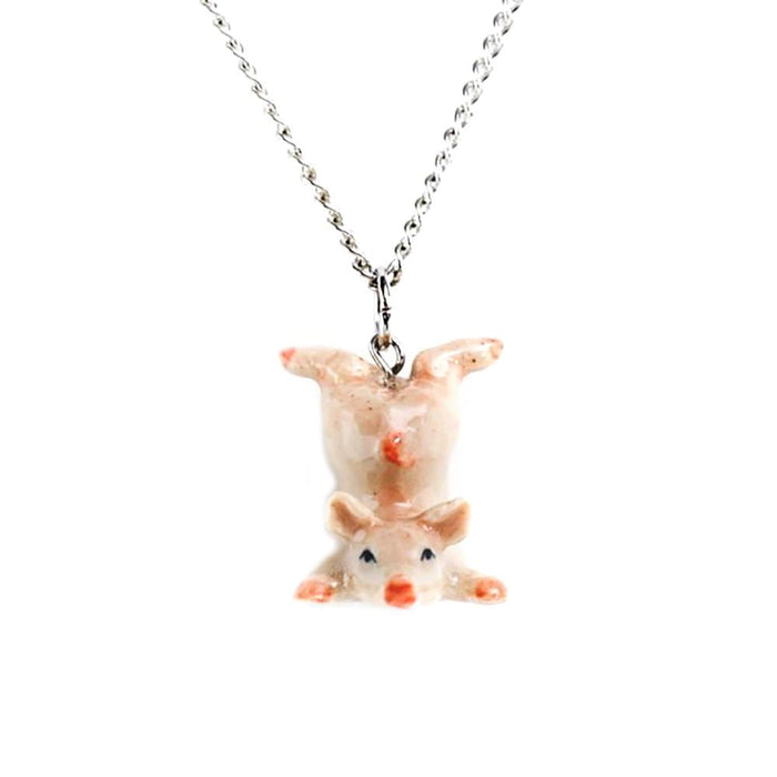 Pink Pig Pendant Porcelain Jewelry