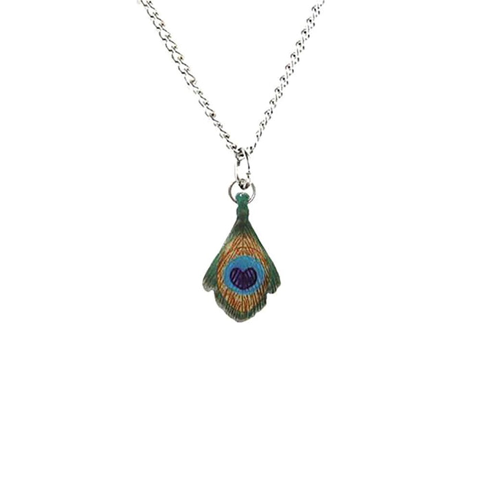 Peacock Feather Pendant Porcelain Jewelry