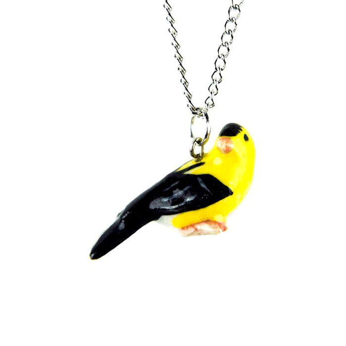 Goldfinch Pendant Porcelain Jewelry