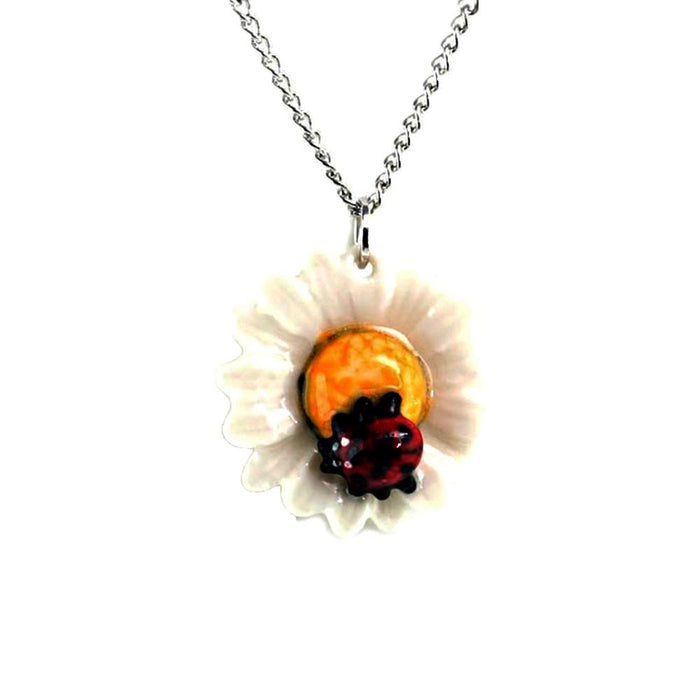 Daisy Ladybug Pendant Porcelain Jewelry