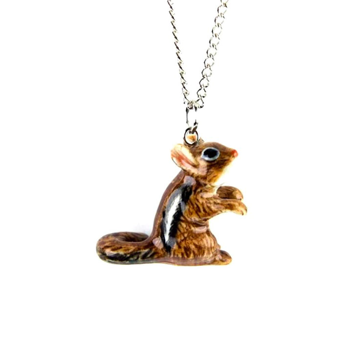 Chipmunk Pendant Porcelain Jewelry