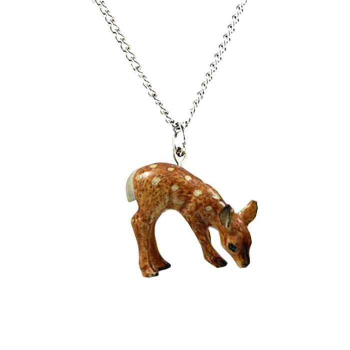 Deer Fawn Pendant Porcelain Jewelry