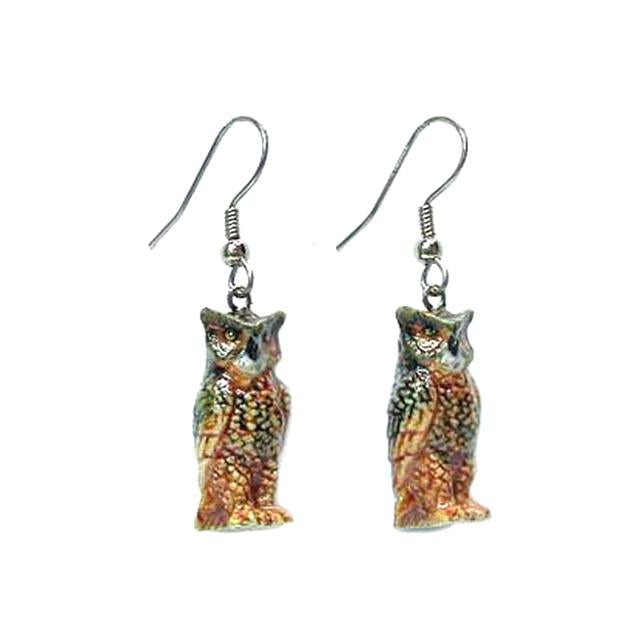 Horned Owl Porcelain Earrings