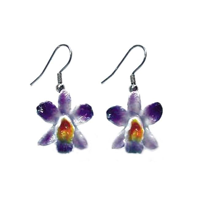 Purple Orchid Porcelain Earrings