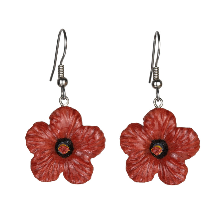 Pink Hibiscus Porcelain Earrings
