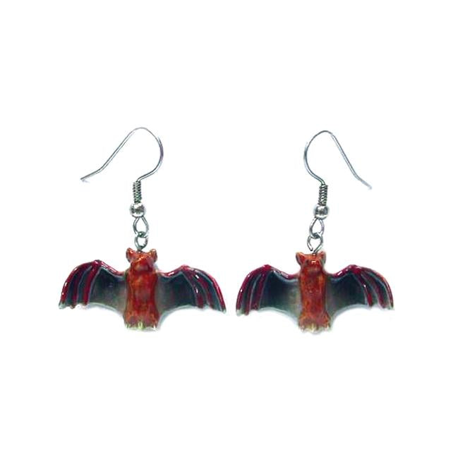 Little Brown Bat Porcelain Earrings