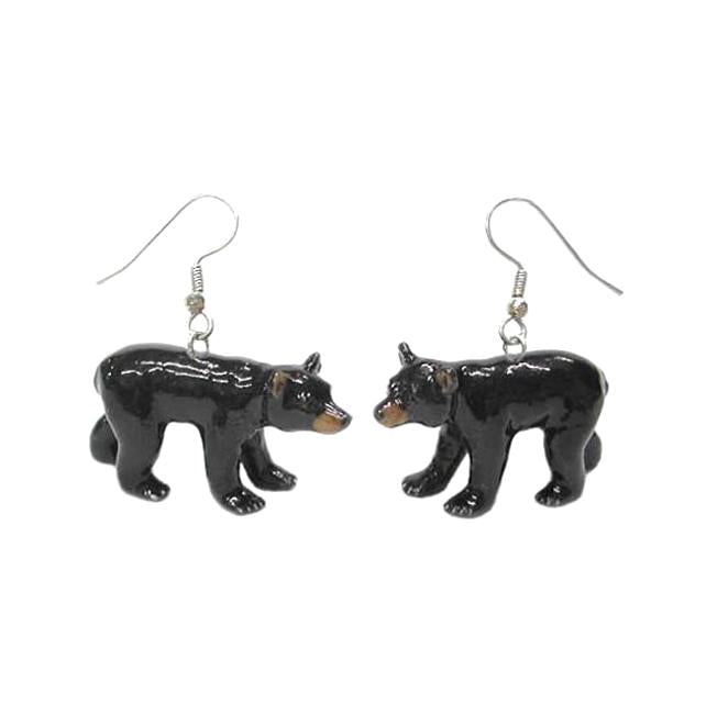 Bear - Black Bear Porcelain Porcelain Earrings