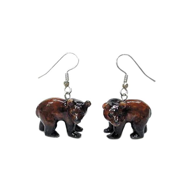 Brown Bear Porcelain Earrings