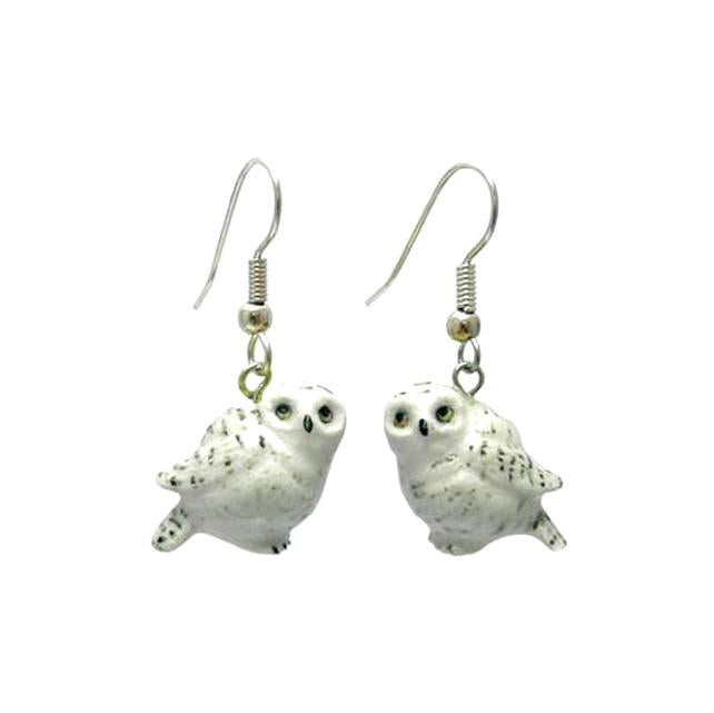 Snowy Owl Porcelain Earrings