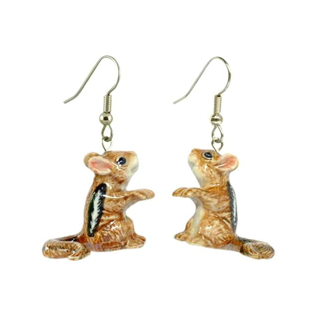 Chipmunk Porcelain Earrings