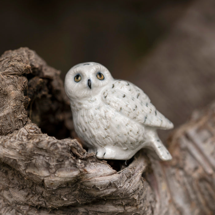 Snowy Owl "Ghost" - miniature porcelain figurine