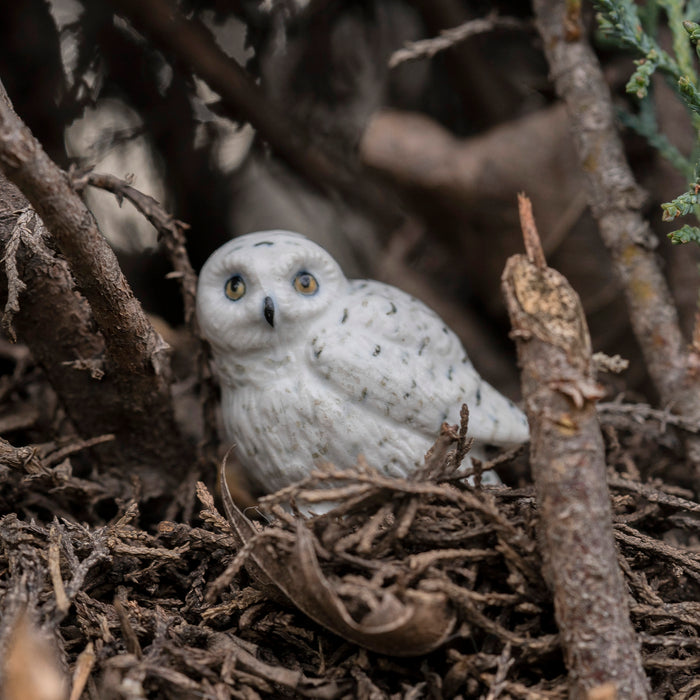 Snowy Owl "Ghost" - miniature porcelain figurine