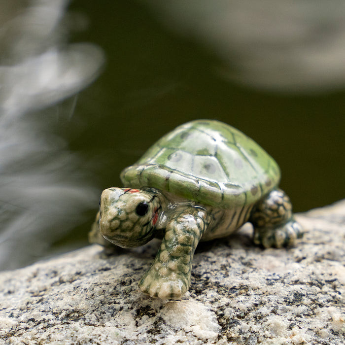 Turtle - Garden Turtle "Ras" - miniature porcelain figurine
