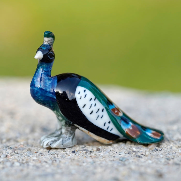 Bird - Peacock "Shimmer" - miniature porcelain figurine