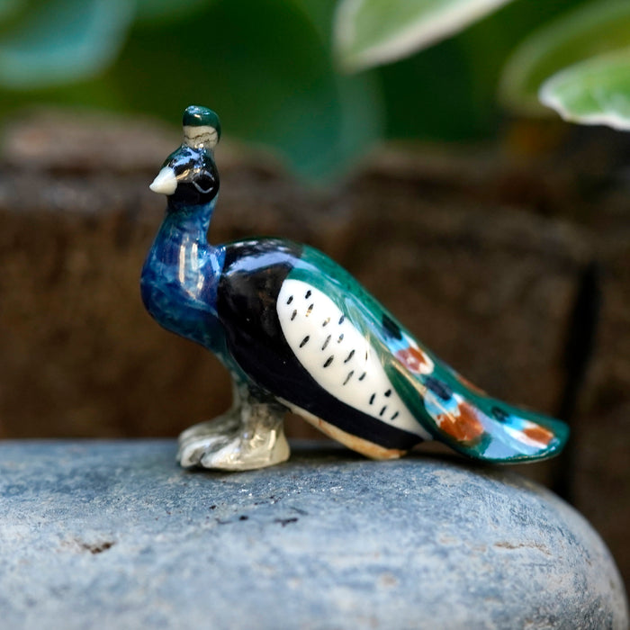 Bird - Peacock "Shimmer" - miniature porcelain figurine