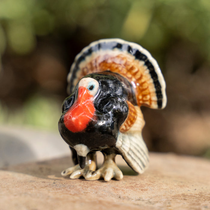 Turkey "Gobbler" - miniature porcelain figurine