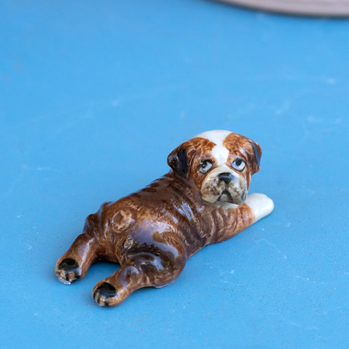 Dog  - British Bulldog  "Winston" - miniature porcelain figurine