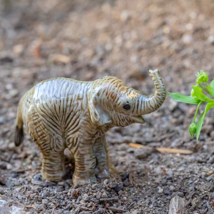 Elephant - Asian Elephant Calf  "Promise" - miniature porcelain figurine