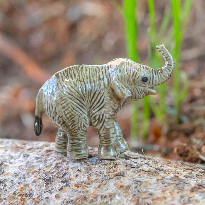 Elephant - Asian Elephant Calf  "Promise" - miniature porcelain figurine