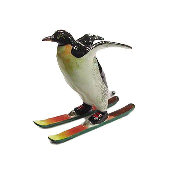 Penguin On Skis - miniature porcelain figurine