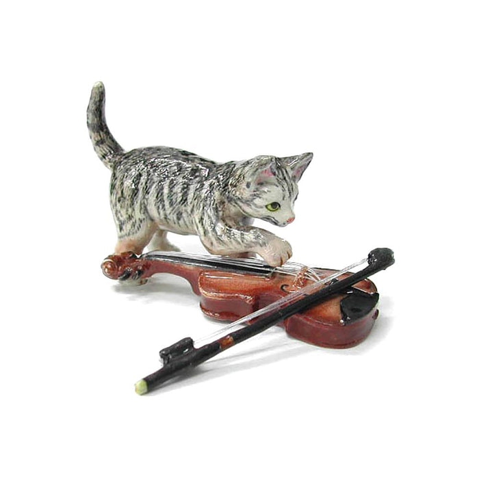 Kitten with Violin - miniature porcelain figurine