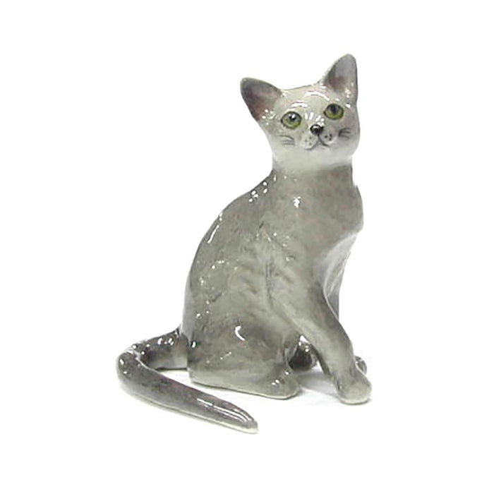 Russian Blue Cat - Porcelain Animal FIgurines - Northern Rose, Little Critterz