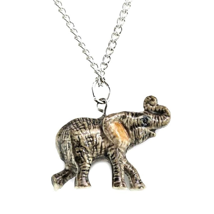 Elephant - African Elephant Pendant Porcelain Jewelry