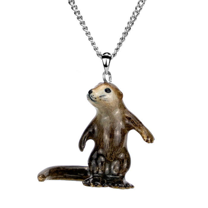 River Otter Pendant Porcelain Jewelry