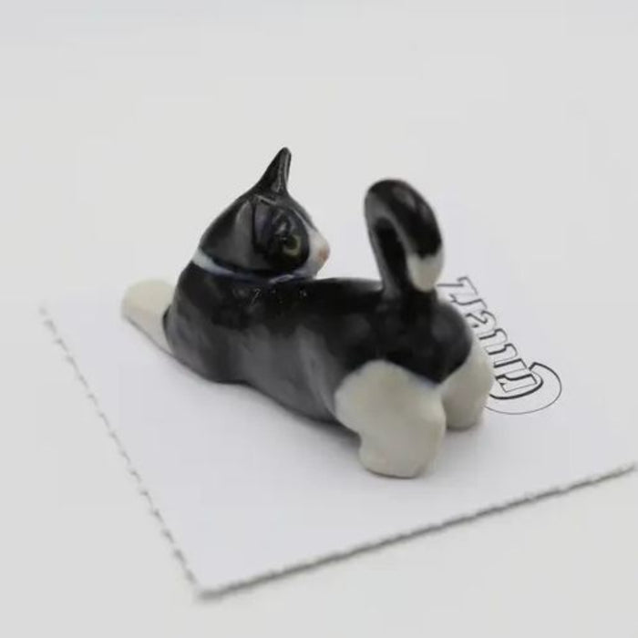 Cat - Tuxedo Kitten "Chessie" - miniature porcelain figurine