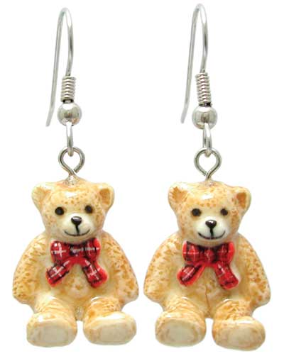 Teddy Bear Porcelain Earrings