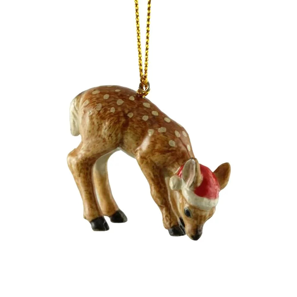 Deer with Santa Hat Ornament
