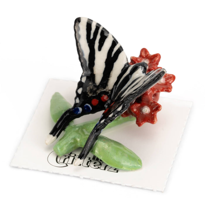 Zebra Swallowtail Butterfly "Kite" - miniature porcelain figurine