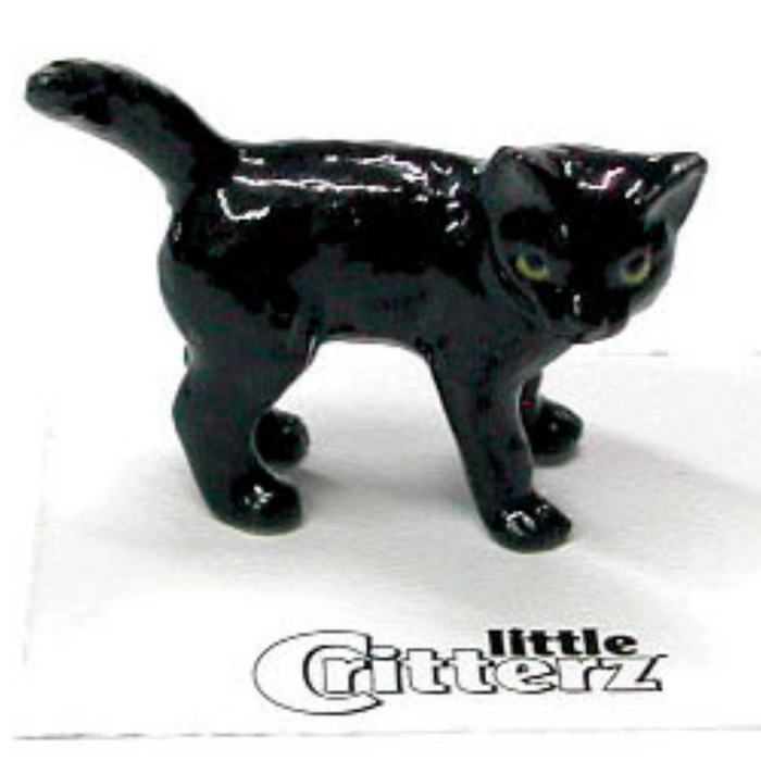 Cat  - Black Kitten "Onyx" - miniature porcelain figurine