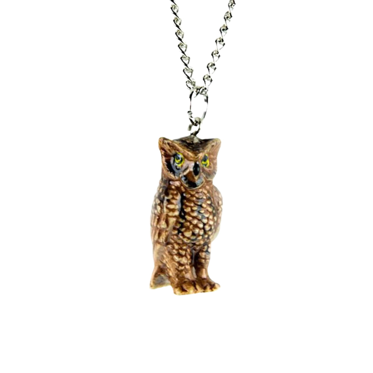 Horned Owl Pendant - Porcelain Animal Jewelry — Little Critterz