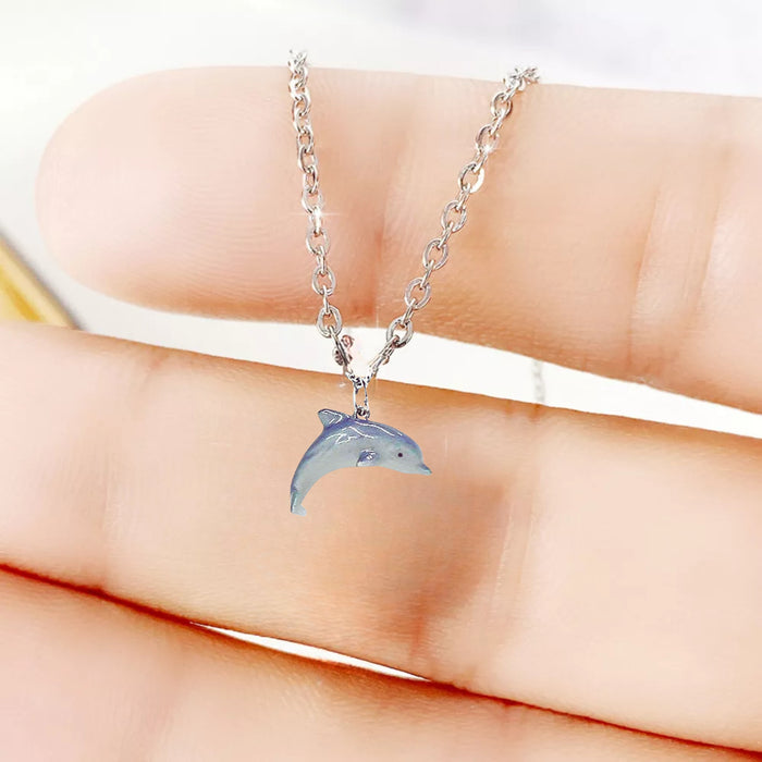 Little Critterz Jewelry Blue Dolphin Fish Reptile Handcrafted Necklace Pendant Porcelain Jewelry