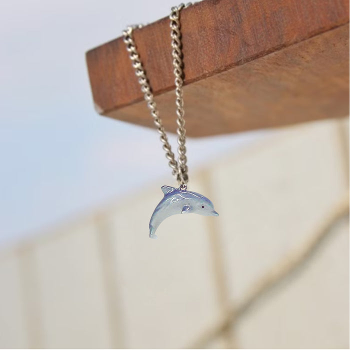 Little Critterz Jewelry Blue Dolphin Fish Reptile Handcrafted Necklace Pendant Porcelain Jewelry