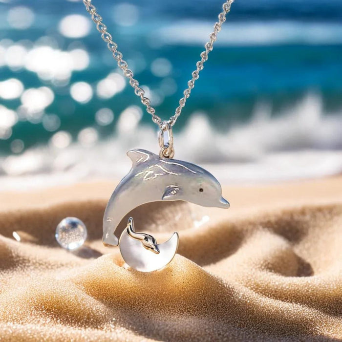 Little Critterz Jewelry Blue Dolphin Fish Reptile Handcrafted Necklace Pendant Porcelain Jewelry