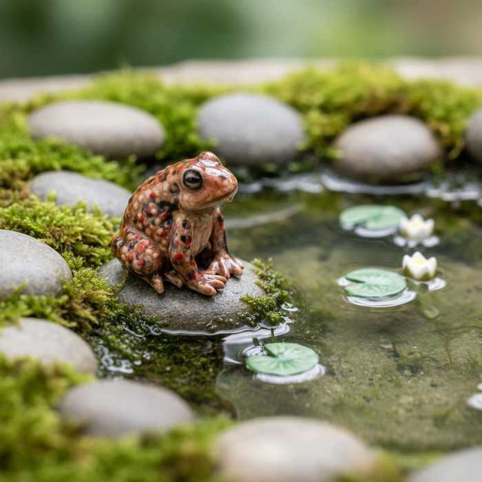 Toad - American Toad "Bufo" - miniature porcelain figurine
