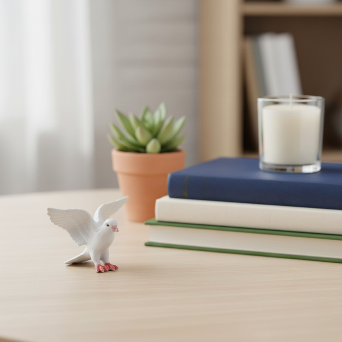 Dove - White Dove  "Messenger" - - miniature porcelain figurine
