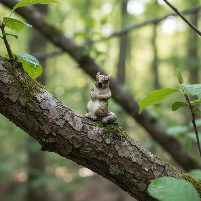 Squirrel  - Gray Squirrel "Scamper" - miniature porcelain figurine