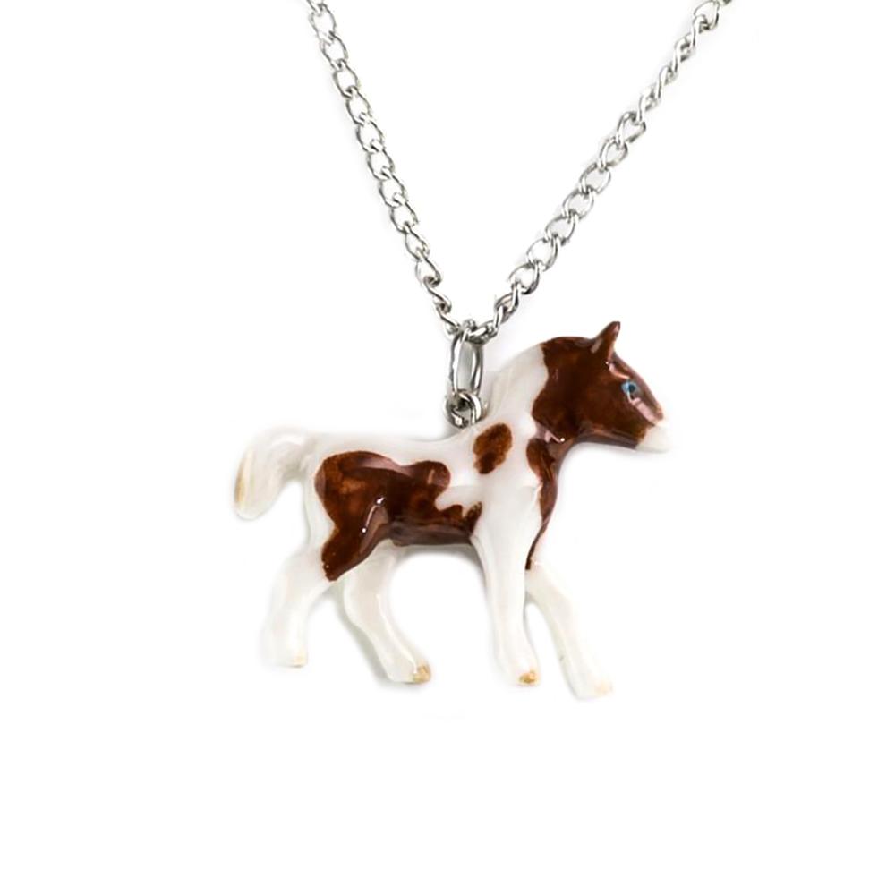 Horse - Pinto Pony Pendant Porcelain Jewelry