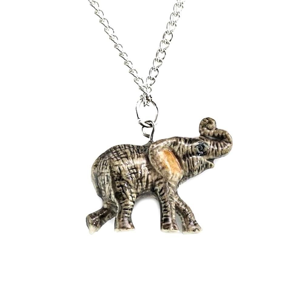 Elephant - African Elephant Pendant Porcelain Jewelry