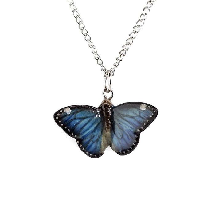 Butterfly - Blue Morpho Butterfly Pendant Porcelain Jewelry