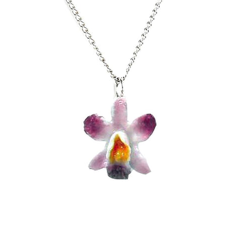 Flower - Magenta Orchid Pendant Porcelain Jewelry