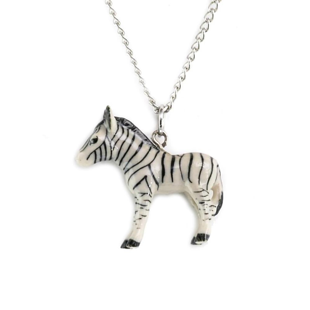 Zebra Pendant Porcelain Jewelry