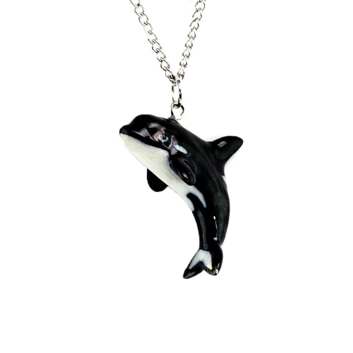 Orca Whale Pendant Porcelain Jewelry