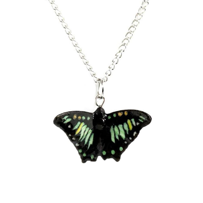 Butterfly - Green Malachite Butterfly Pendant Porcelain Jewelry